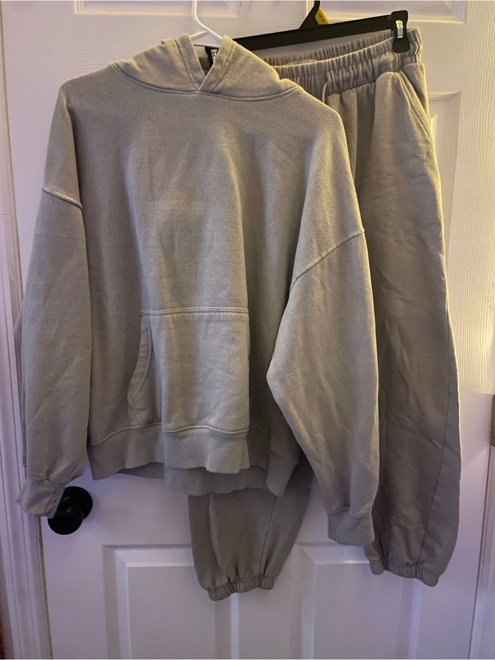Women's Lightweight Hooded Sweatshirt and Joggers Set - Purple-ish Gray